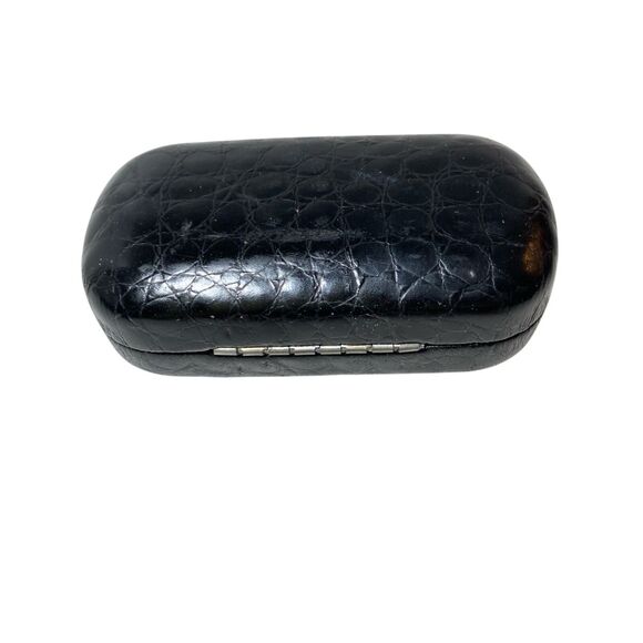 Foldable Compact Reading Glasses Snake Skin Hard Side Carry Case Black - Picture 2 of 8